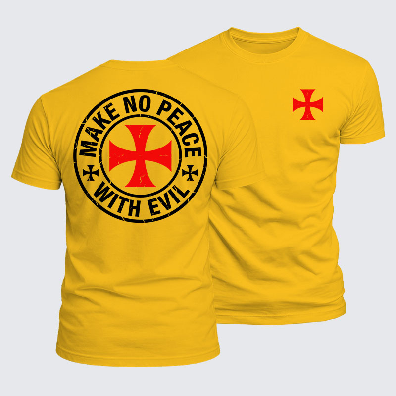 Luxe Mercerized Cotton Tee - Make No Peace with Evil Knight Templar Cross