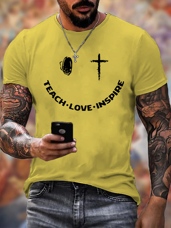 Teach Love Inspire Jesus God Christian Cotton T-Shirt