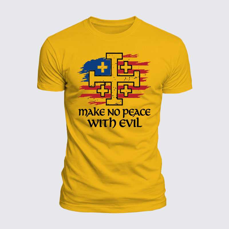 Luxe Mercerized Cotton Tee - Make No Peace with Evil Jerusalem Cross United States Flag 