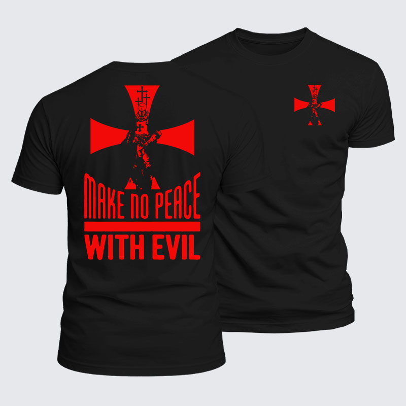 Luxe Mercerized Cotton Tee - Make No Peace with Evil Knight Templar Cross