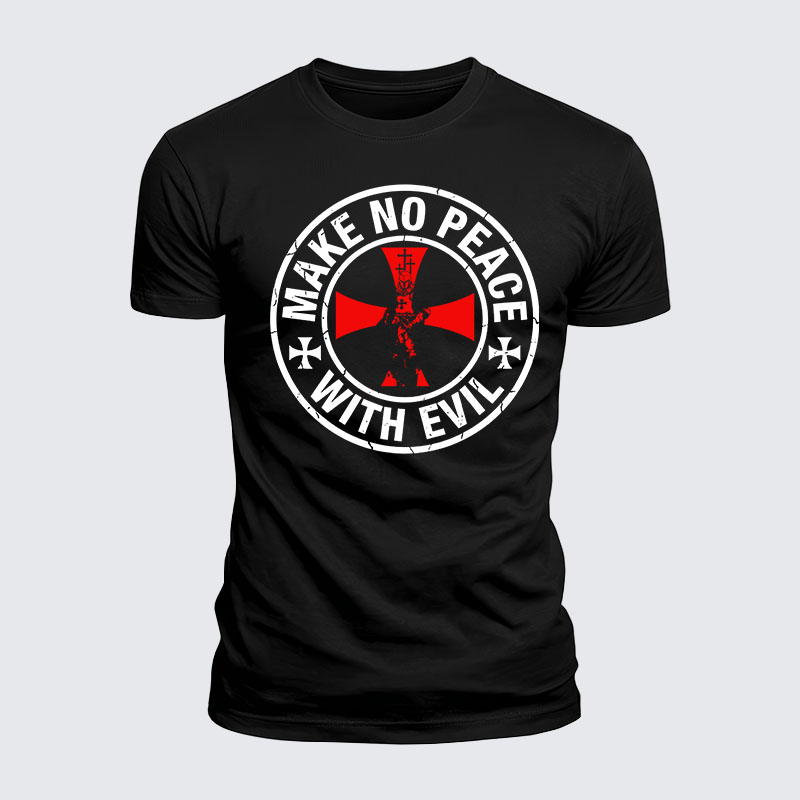 Luxe Mercerized Cotton Tee - Make No Peace with Evil Knight Templar Cross