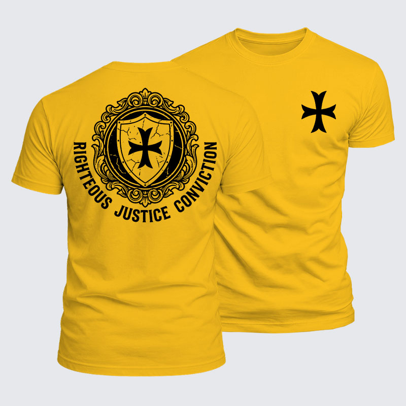Luxe Mercerized Cotton Tee - Templar Virtues of the Knights Templar Shield