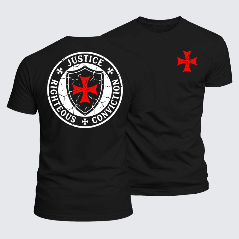 Luxe Mercerized Cotton Tee - Templar Virtues of the Knights Templar Shield