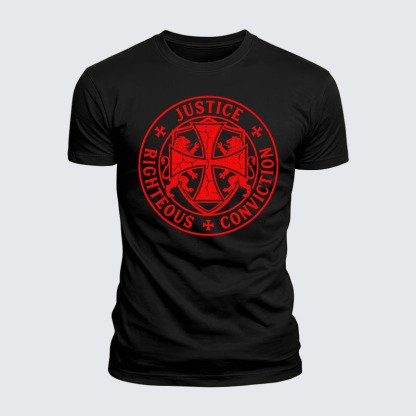 Luxe Mercerized Cotton Tee - Templar Virtues of the Knights Templar Shield