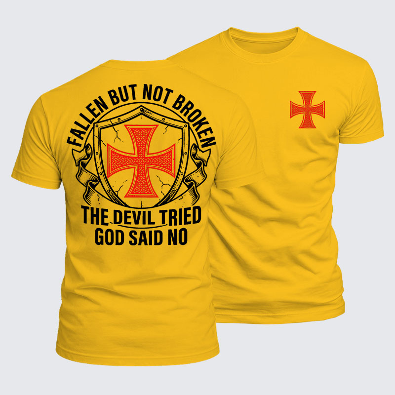 Luxe Mercerized Cotton Tee - Fallen But Not Broken The Devil Tried God Said No