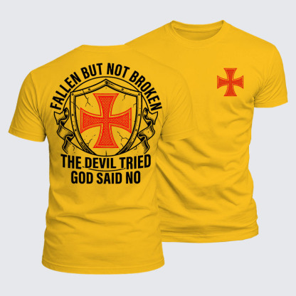 Luxe Mercerized Cotton Tee - Fallen But Not Broken The Devil Tried God Said No