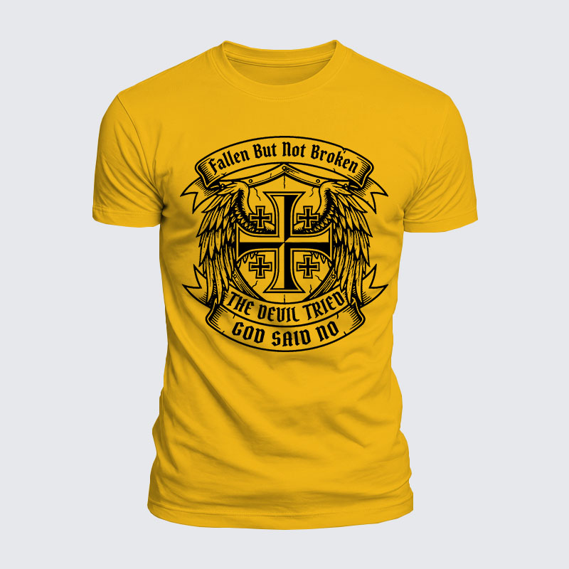 Luxe Mercerized Cotton Tee - Fallen But Not Broken The Devil Tried God Said No