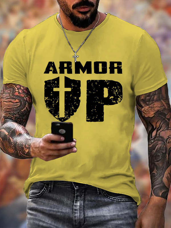Armor Up  Cross  Jesus God Christian Cotton T-Shirt