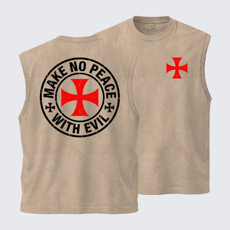 Washed Tank Top - Make No Peace with Evil Knight Templar Cross