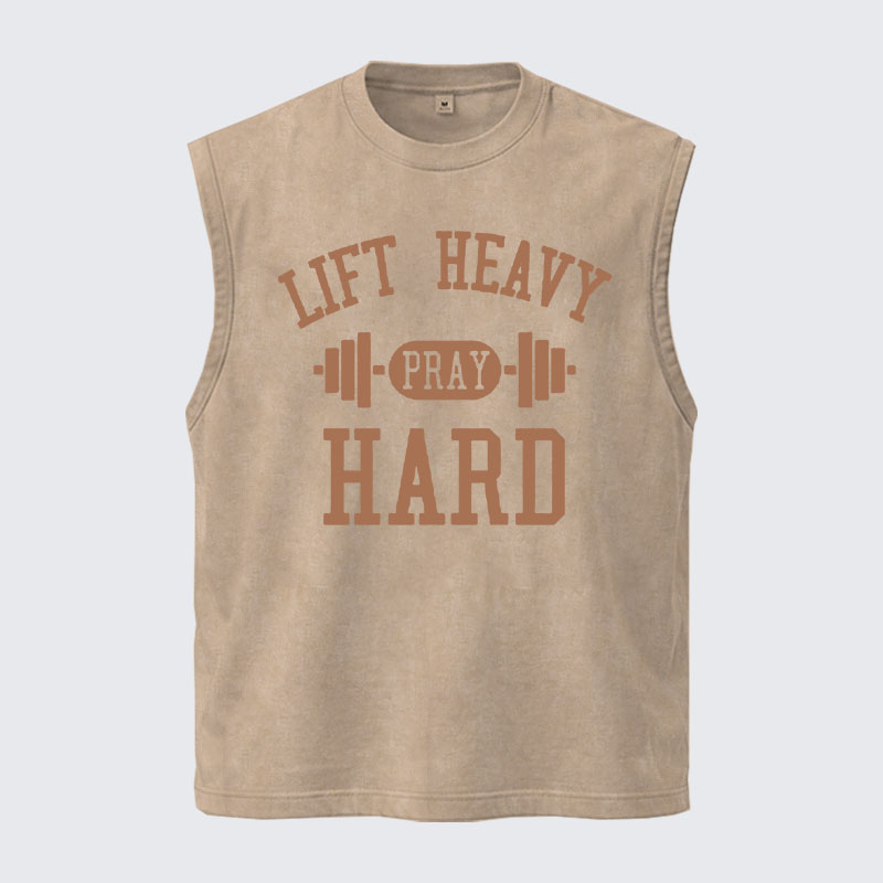 Washed Tank Top - Lift Heavy Pray Hard
