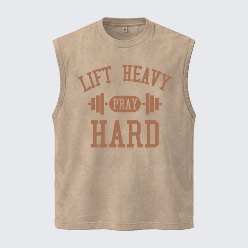 Washed Tank Top - Lift Heavy Pray Hard