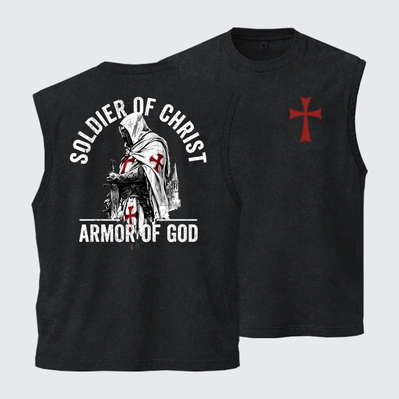 Washed Tank Top -  Soldier of Christ Armor Of God Crusader Spirit