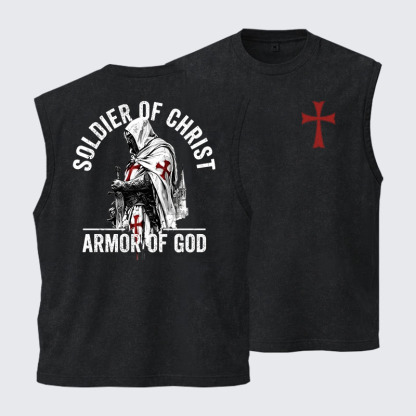 Washed Tank Top -  Soldier of Christ Armor Of God Crusader Spirit