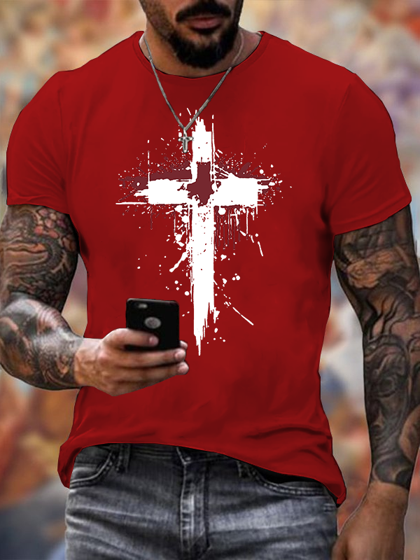 Sacred Cross Jesus God Christian Cotton T-Shirt