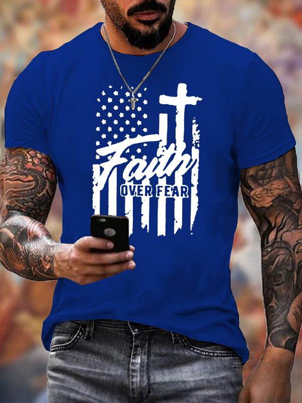 Faith Over Fear Jesus God Christian Cotton T-Shirt