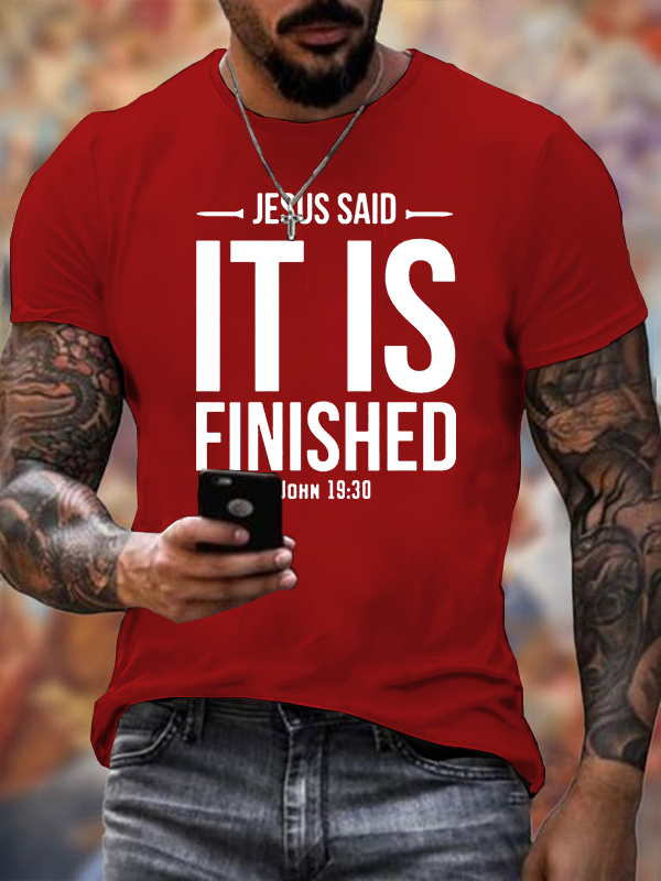 It Is Finished Jesus God Christian Cotton T-Shirt