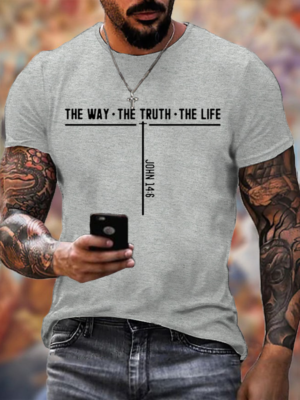 Jesus The Way Truth Life  Cross Jesus God Christian Cotton T-Shirt