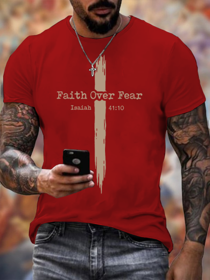 Faith Over Fear Jesus God Christian Cotton T-Shirt