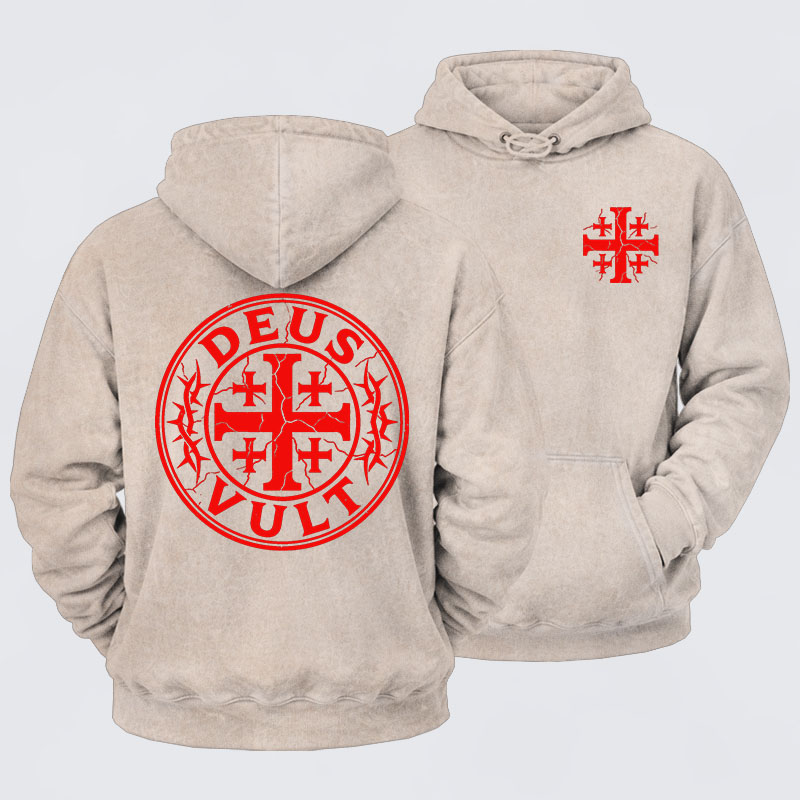 Washed Hoodie - Deus Vult