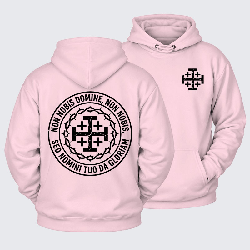 Plush Fleece-Lined Hoodie - Non Nobis Domine, Non Nobis, Sed Nomini Tuo Da Gloriam