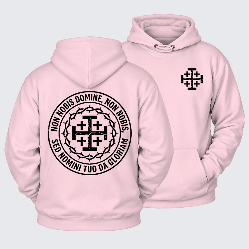 Plush Fleece-Lined Hoodie - Non Nobis Domine, Non Nobis, Sed Nomini Tuo Da Gloriam