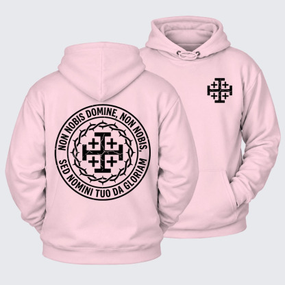 Plush Fleece-Lined Hoodie - Non Nobis Domine, Non Nobis, Sed Nomini Tuo Da Gloriam