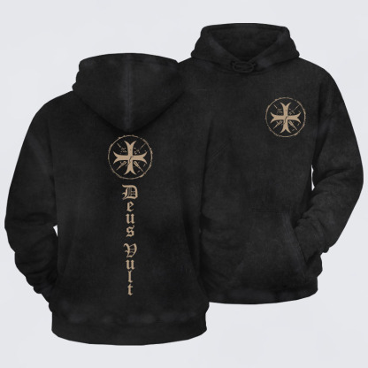 Washed Hoodie - Deus Vult