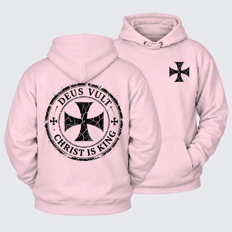 Plush Fleece-Lined Hoodie - Deus Vult Christ Is King