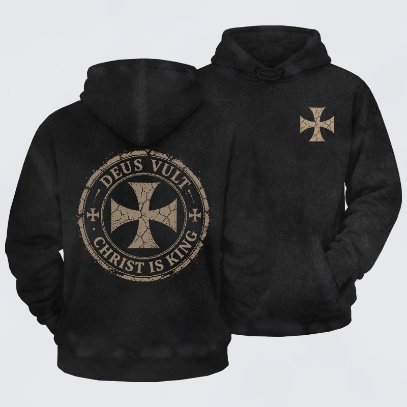 Washed Hoodie - Deus Vult Christ Is King