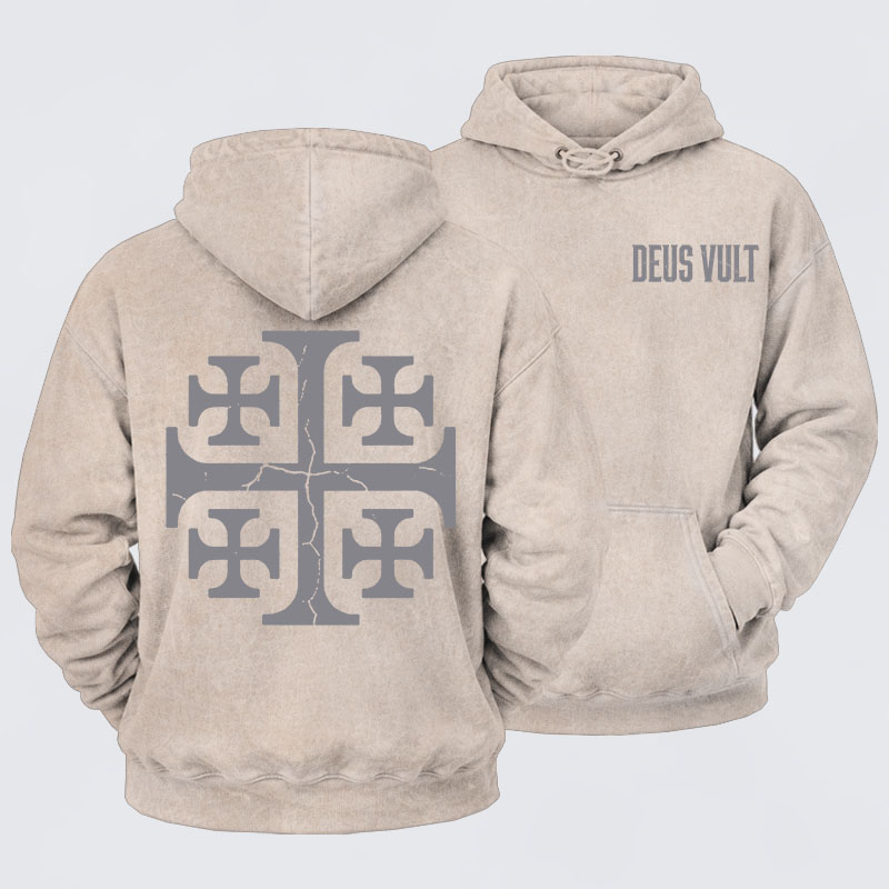 Washed Hoodie - Deus Vult