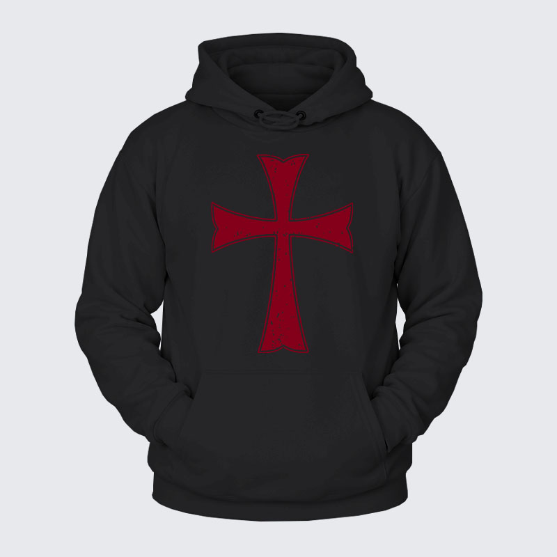 Plush Fleece-Lined Hoodie - Knights Templar Crusader Cross