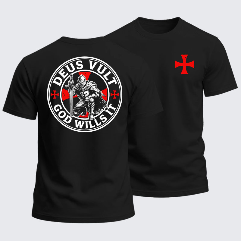 Heavyweight Cotton Tee - Knights Templar Deus Vult
