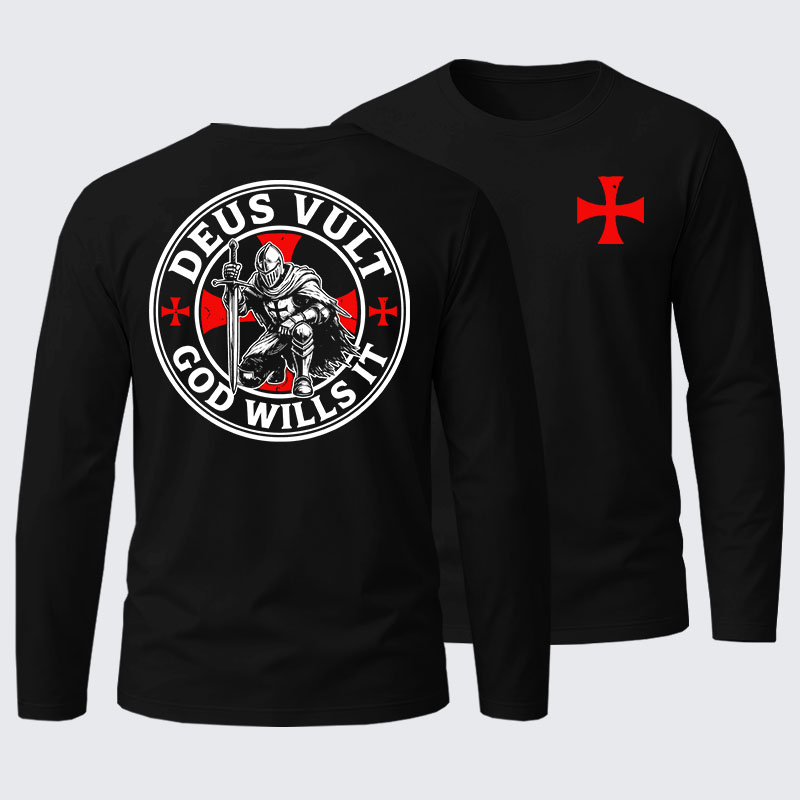 Knights Templar Deus Vult Cotton Long Sleeve T-Shirt