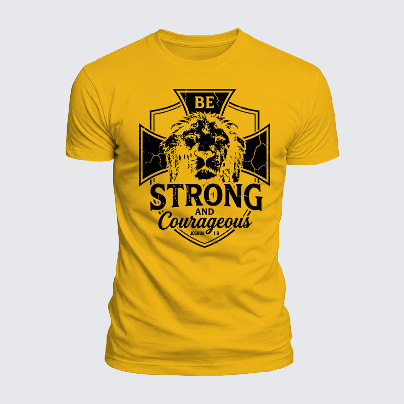 Luxe Mercerized Cotton Tee - Be Strong And Courageous Lion Joshua 1:9