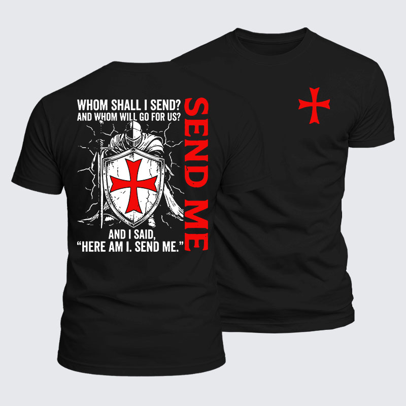 Luxe Mercerized Cotton Tee -  Here I Am Send Me Isaiah 6:8 Knight Templar Crusader