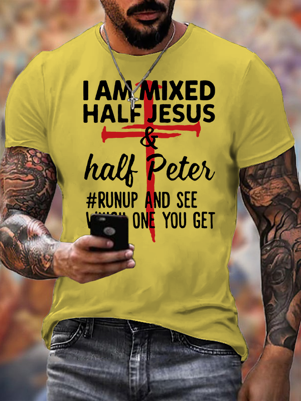 Man Of God Husband Dad Jesus God Christian Cotton T-Shirt
