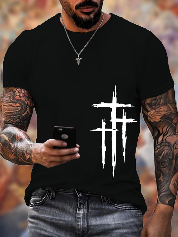 Man Of God Husband Dad Jesus God Christian Cotton T-Shirt