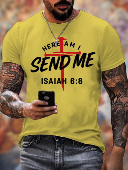 Here Am I Send Me  Jesus God Christian Cotton T-Shirt