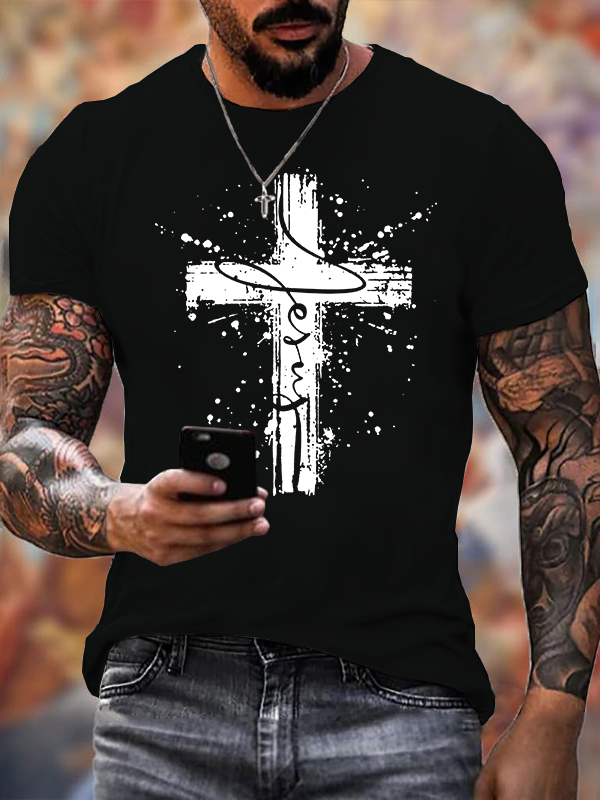 Man Of God Husband Dad Jesus God Christian Cotton T-Shirt