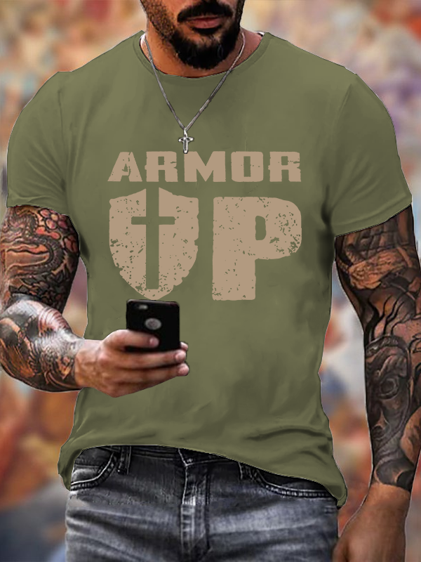 Armor Up  Cross  Jesus God Christian Cotton T-Shirt