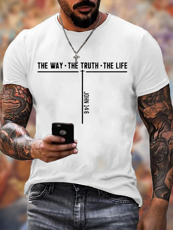 Jesus The Way Truth Life  Cross Jesus God Christian Cotton T-Shirt