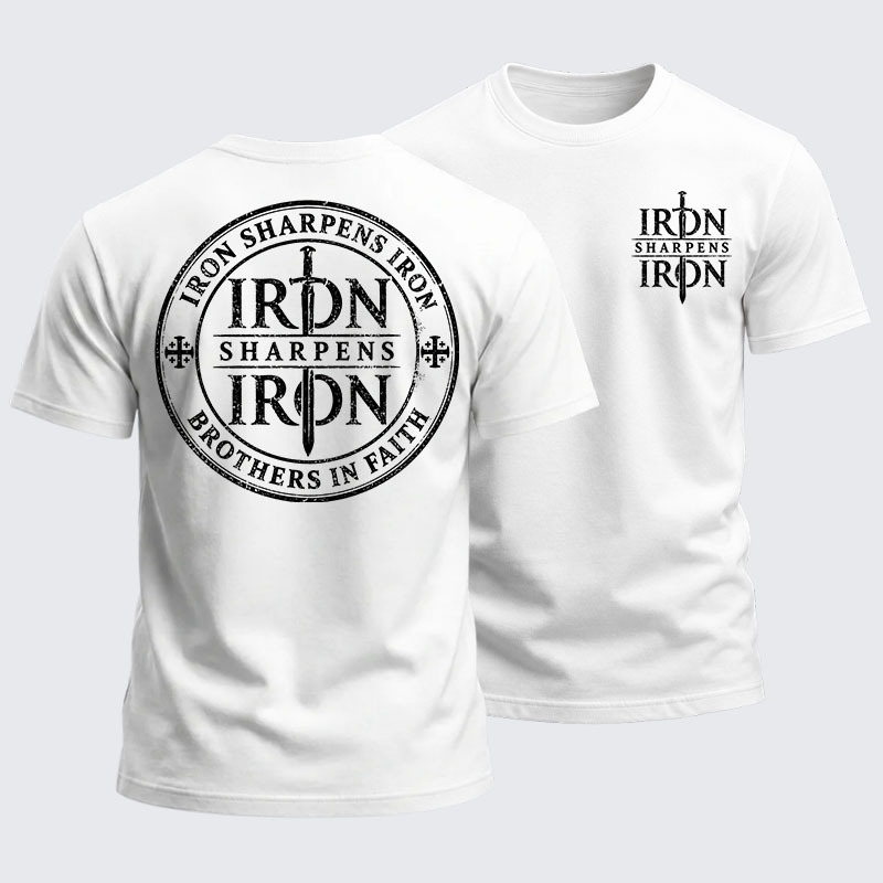 Heavyweight Cotton Tee - Iron Sharpens Iron Brothers In Faith