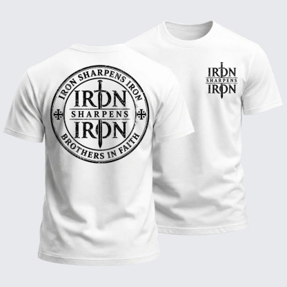 Heavyweight Cotton Tee - Iron Sharpens Iron Brothers In Faith