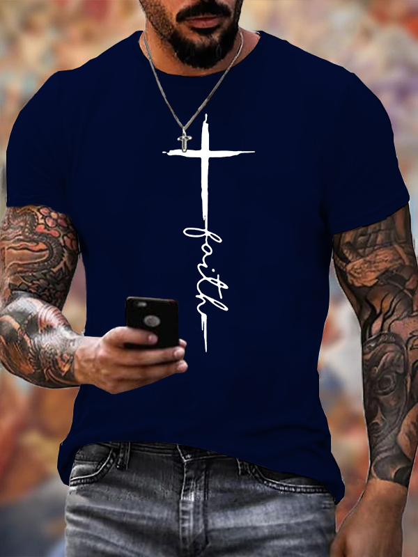 Faith Cross Jesus God Christian Cotton T-Shirt