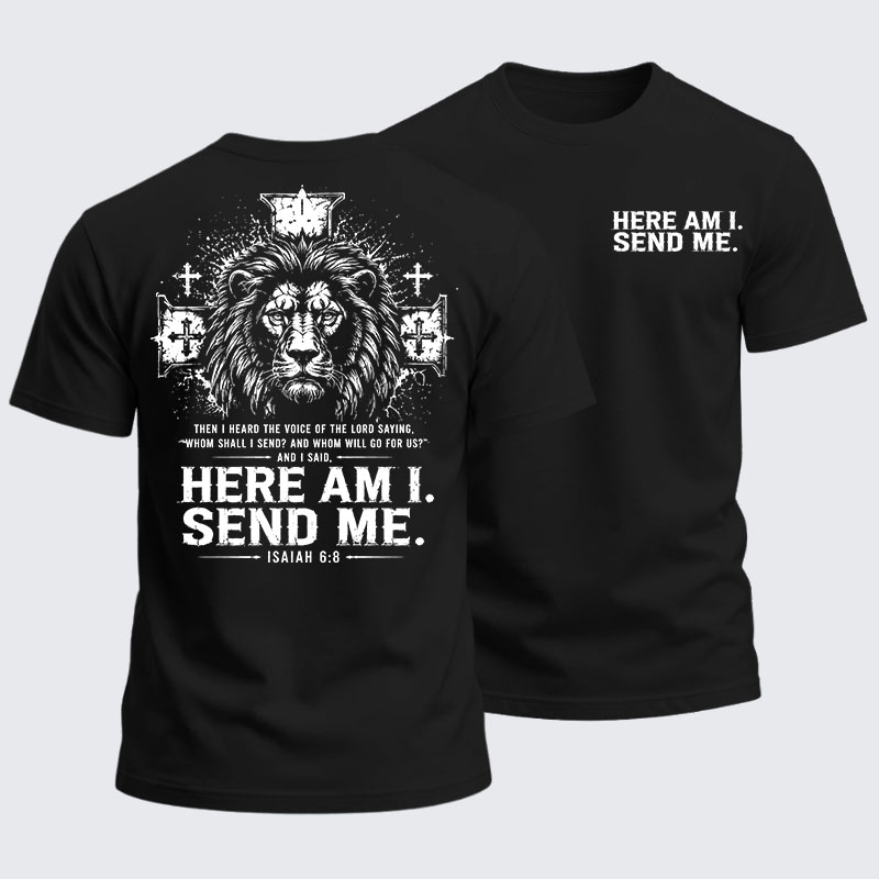 Heavyweight Cotton Tee - Here I Am Send Me Isaiah 6:8