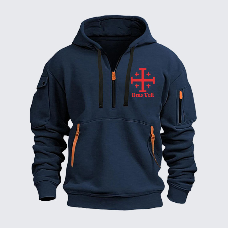 Zipper Hoodies - Jerusalem Cross Deus Vult