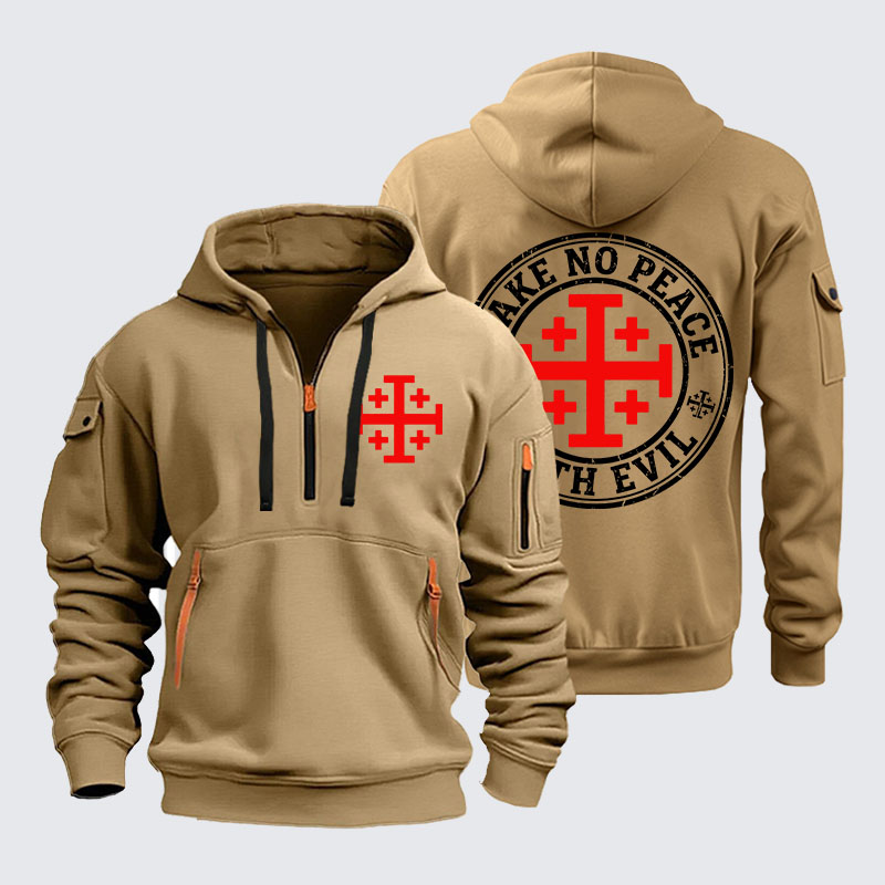 Zipper Hoodies - Make No Peace with Evil Knight Templar Jerusalem Cross
