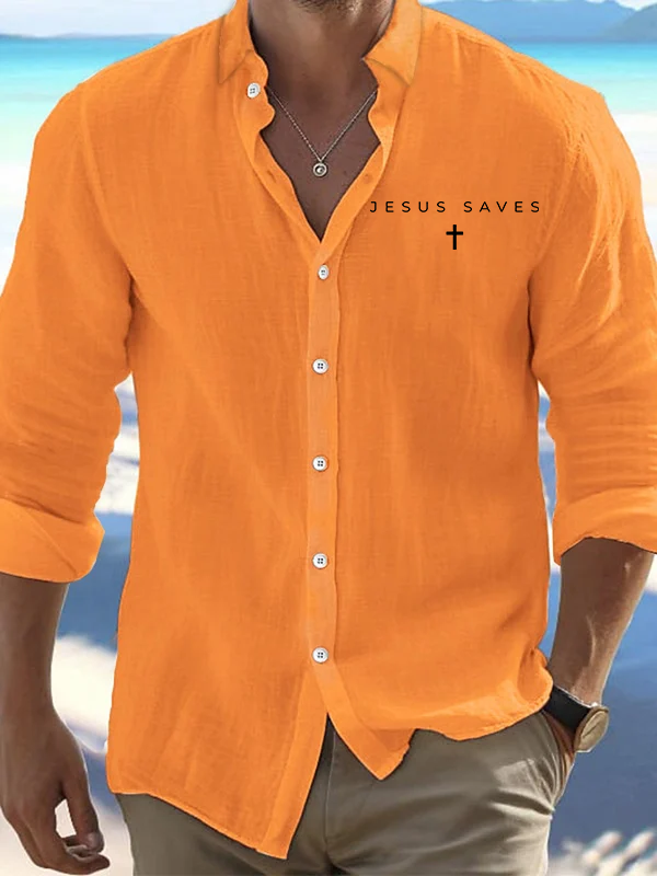 Jesus Saves Christian Resort Casual Shirt