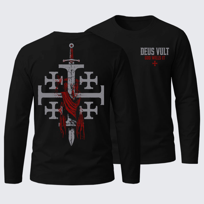 Deus Vult: God Wills It Cotton Long Sleeve T-Shirt