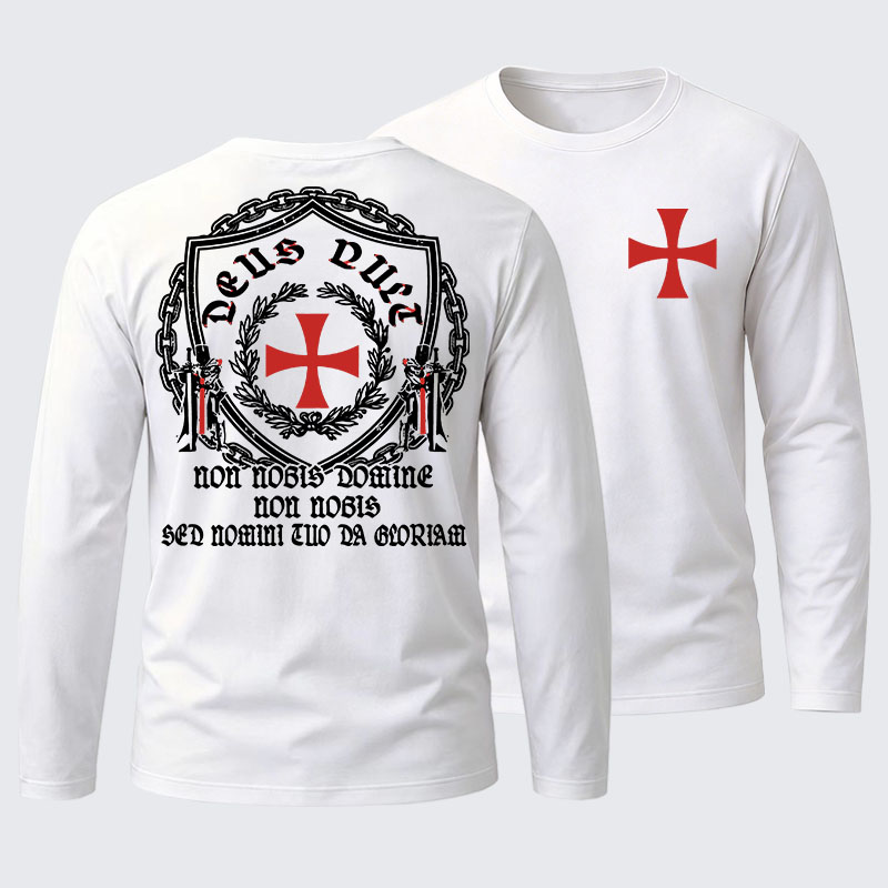 Non Nobis Domine, Non Nobis, Sed Nomini Tuo Da Gloriam Cotton Long Sleeve T-Shirt